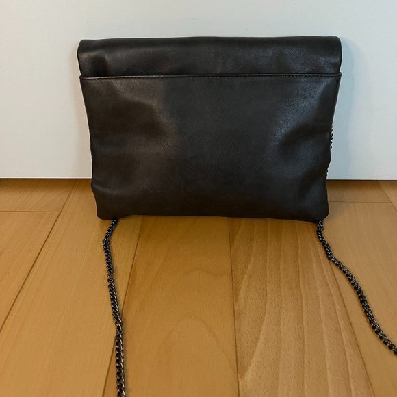 Leather Fold Over Cross Body Chain Bag - Picture 5 of 7